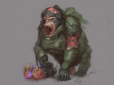 Overwatch Winston skin concept characterdesign conceptart fanart fantasy halloween illustration overwatch sketch winston zombie