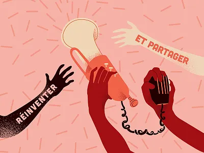 Fete de L'Humanite _ illustration proposal festival hands illustration invent megaphone music party share speach trumpet