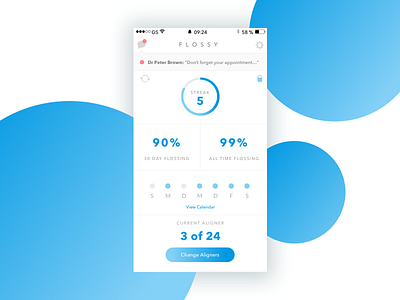 FLOSSY dental app app blob data dental dentist floss gradient graph ios streak ui ux