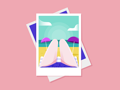 Hotdogs or legs? beach holiday hot dogs illustration landscape polaroid tan vacation