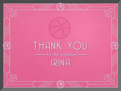 Thank You Irina Blok art deco hello invitation thank you