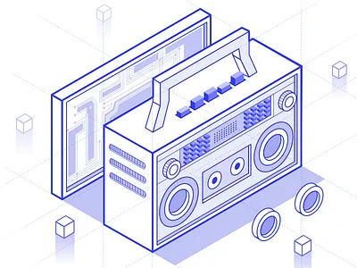 Radio-2.5D icon illustration music radio ui