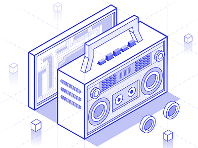 Radio-2.5D icon illustration music radio ui