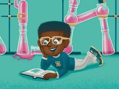 Science Kid chemistry children illustration kids poster reading science