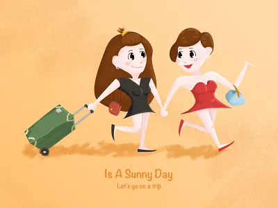 Let's go on a trip clean girl illustration sunny trip two yellows
