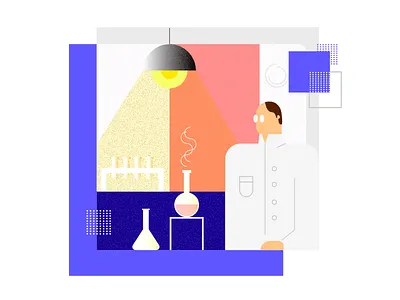 Scientist Illustraion art character design flat graphic illustration noise textures