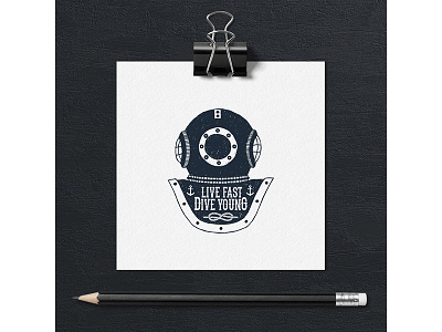 Live fast. Dive young adventure badge diving grunge hipster logo ocean sea travel trip typography vintage
