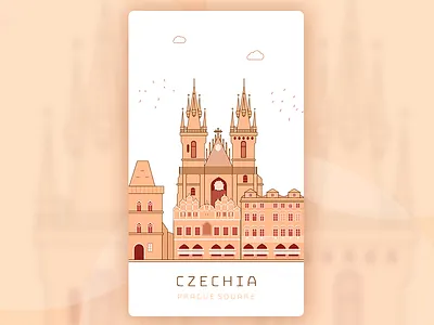 Prague Square illustration prague scenery square travel ui