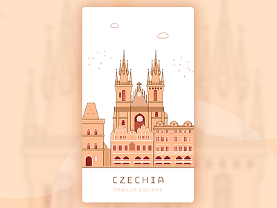 Prague Square illustration prague scenery square travel ui