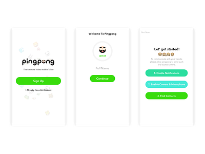 Pingpong onboarding sign up video messenger