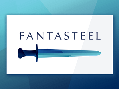 Fantasteel logo blue brand branding design illustration logo sword