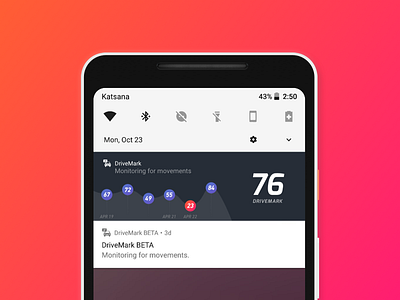 DRIVEMARK™ by KATSANA - Android Notifications behaviour driving faq gps gradient graph katsana menu notifications statistics timeline tracking