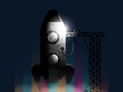 Rocket Maintenance art design illustration light realistic rocket rocket maintenance space startup ui vector web