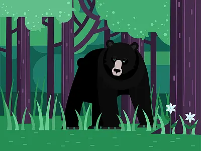Bear animals bear cartoon design flat forest illustration nature trees vector wild
