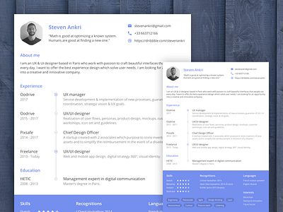 Resume - CV curriculum vitae cv design material design portfolio print resume ui ux