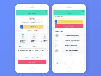 UI designs for a peer to peer lending app app automobile car design jaguar landrover mobile simple ui ux