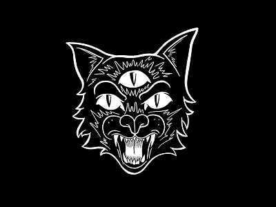 Bad Luck 4 Eva bad luck black cat cat face fangs halloween hissing hissing cat teeth third eye three eyed cat tongue