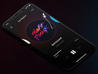 Old vinyl player dark interface iphonex minimal music player ui ux