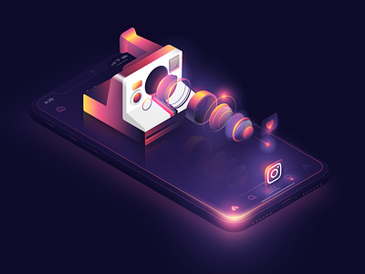 Desfragmentando un like #instagram exarock instagram isometric lights vector