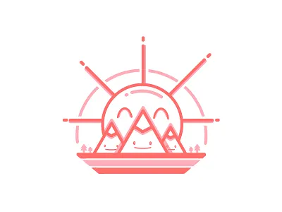 Weekend Sunrise Doodle character doodle happy faces minimal mountains smiles sun sunrise vector