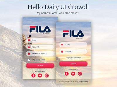 Daily Ui 001 - Sign in / Sign up mobile screens UI 001 dailyui sign signup singin