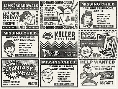 The Lost Boys / Santa Carla Newspaper Back Page fake horror lost boys newspaper vhs