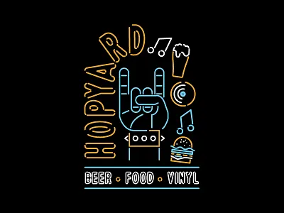 Hopyard beer burger charlottetown concept east coast food logo neon prince edward island tshirt vector vinyl
