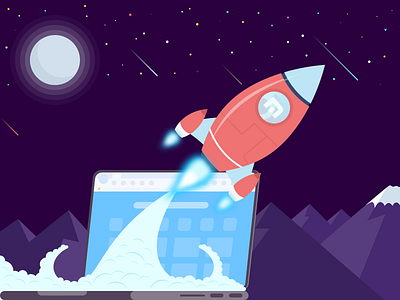 Speed computer injection meteor moon mountain night rocket speed star