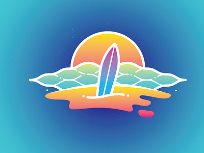 Summer Vibes gradients illustration sunshine surfing vector