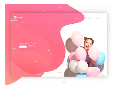 Cutable Landing Page colorful girl landing page pink ui uiux ux web