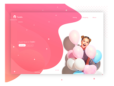 Cutable Landing Page colorful girl landing page pink ui uiux ux web