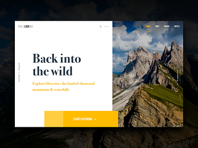 Slovenia Travel Site Concept #4 colors forest header hero lake nature photo travel ui ux web website