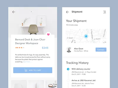 iFurniture clean debut ecommerce furniture maps mobile shop tracking ui workspace