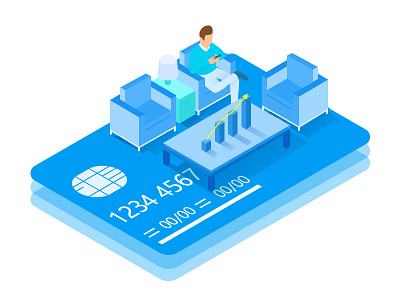 Bank card app icon illustration ui