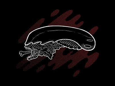 Xeno alien halftone halloween ipad pro art line art procreate xeno xenomorph