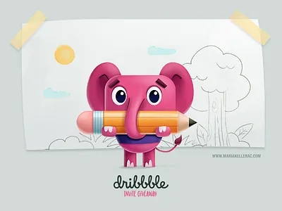 Dribbble invite giveaway children draft draw dribbble elephant giveaway illustration invite kids mexico sketch