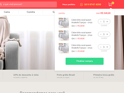 Finacasa - Carrinho de Compras bubbstore cart dropdown ecommerce fina casa