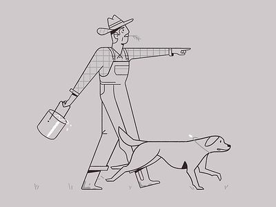 Old farmer character character design dog farmer illustration sketch style frame video