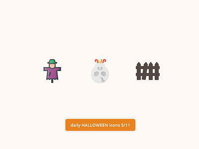 Daily Halloween Icons 5/11 candy fence flat free halloween icon icons pack paper scarecrow set skull