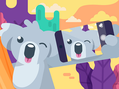 Selfie Koala animal character color koala pet phone planet selfie