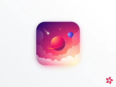 Space App Bouton app bouton cloud comet design douglas andres gradient icon illustration planet space stars