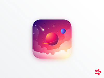 Space App Bouton app bouton cloud comet design douglas andres gradient icon illustration planet space stars