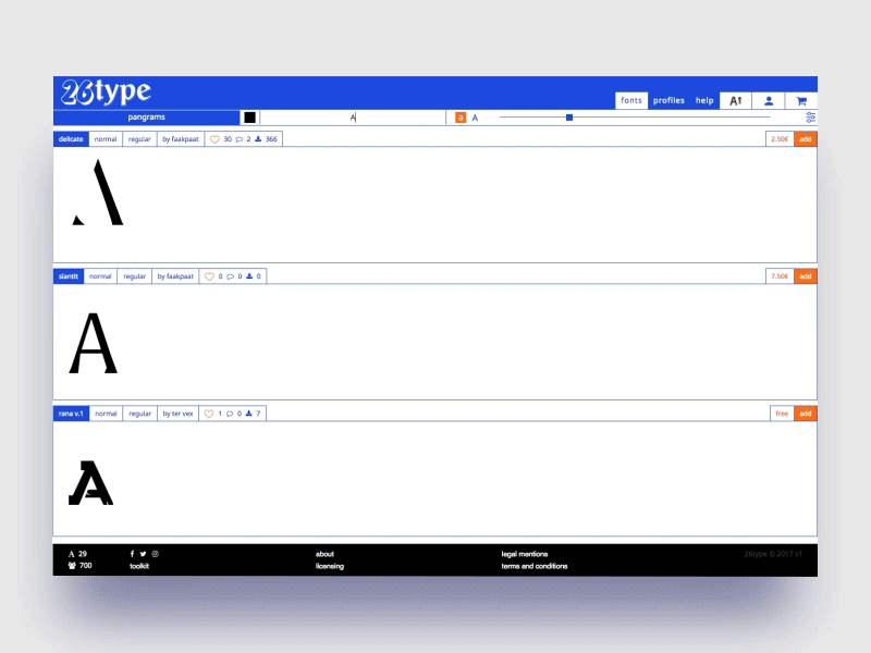 26type — Side project clean design experience typography ui user ux web website