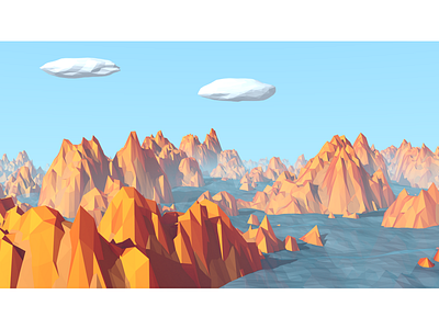 Landschap X art blender clouds landscape low poly mountains water