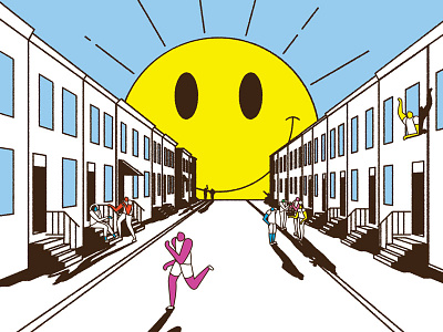 Baltimore Sunset baltimore city illustration people smile sun sunset