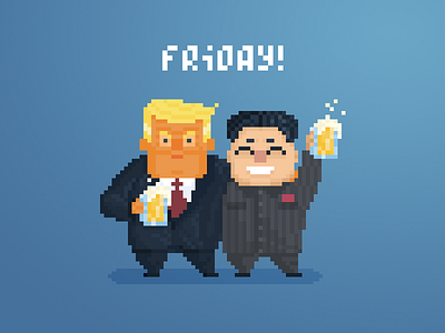 Unlikely Drinkin' Buds: Baby Retards 8bit character cute design illustration pixel pixelart politics president vector