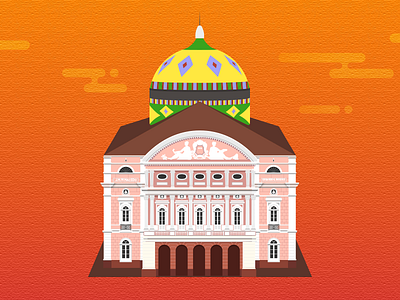 Manaus 348 Anos amazonas birthday city design flat happy icon manaus monumento teatro theater