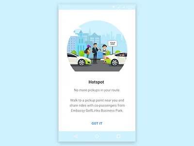 Old creative for Ola Hotspot blue car hotspot illustration intro minimal ola olacabs ui welcome screen