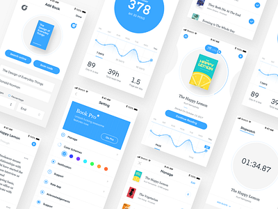 Book App book book app cover design graph happy page stats time tracking ui ux