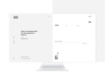 ash.clothing contact us clean clear desktop fullscreen grid minimal minimalism shop site ui ux web